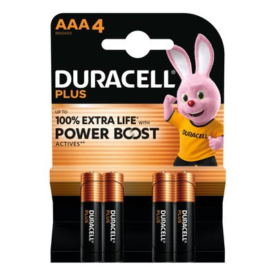 Batteria Duracell aaa più scheda 100% a 4