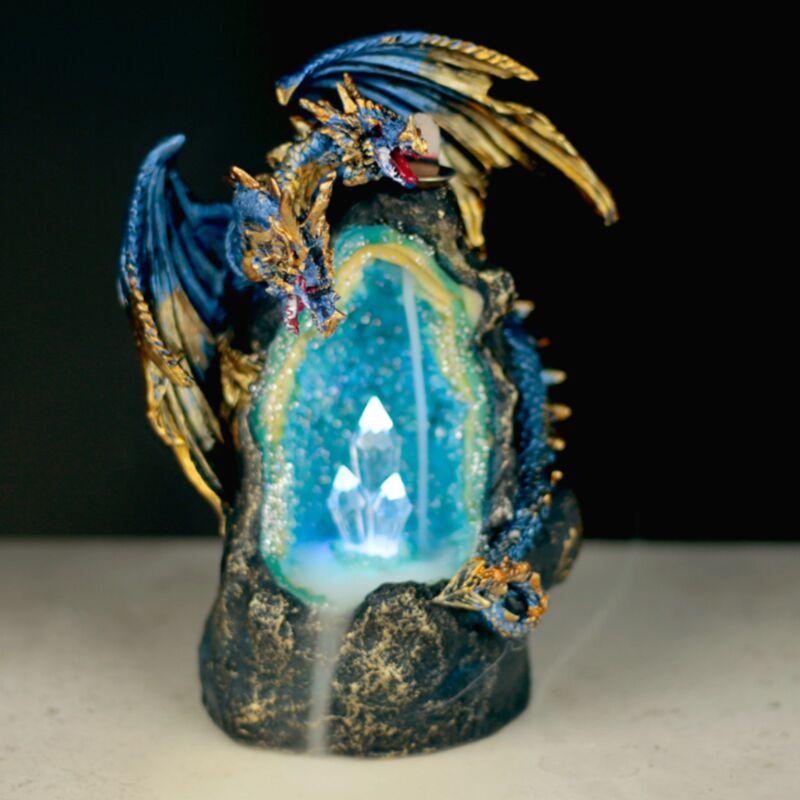 Dragón con titular de incienso de backflow led de cristal cueva