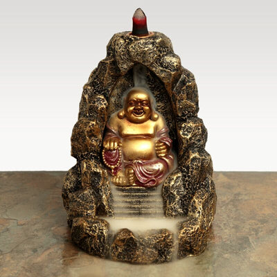 Chinese lachende boeddha backflow wierookhouder
