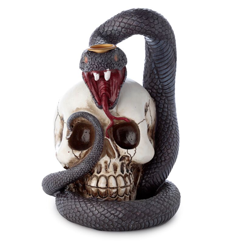 Supporto per incenso di riflow serpente e cranio