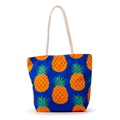 Pineapple print canvas strandtas
