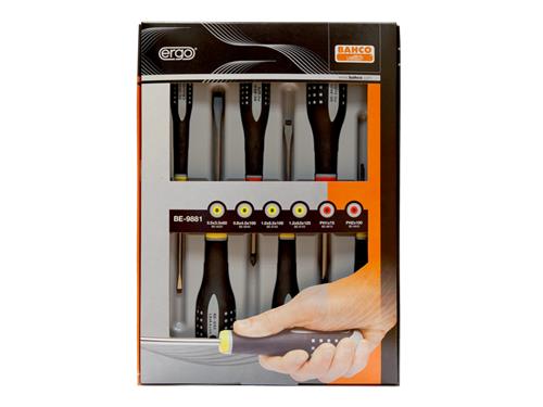 Juego de destornilladores ergo Bahco de 6 piezas.