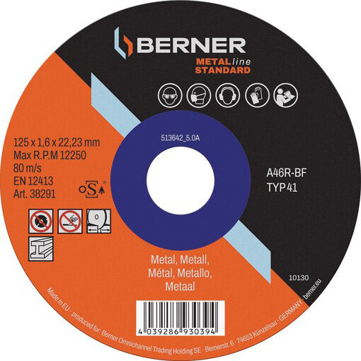 Cema Slijf Dak Metalline Standard Plat 125x1.0x22.23mm