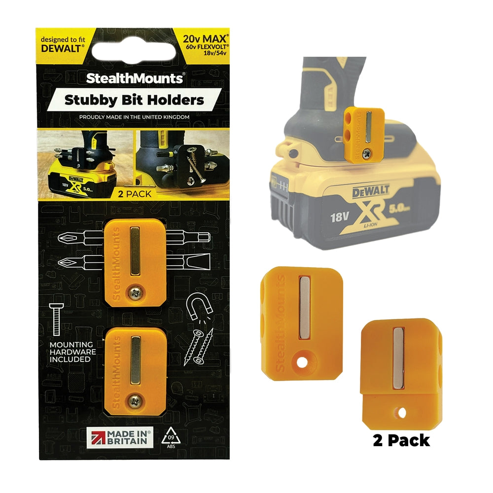Stealthmounts stubby bithouder voor dewalt | geel | 3 stuks - bh-dw-s-ylw