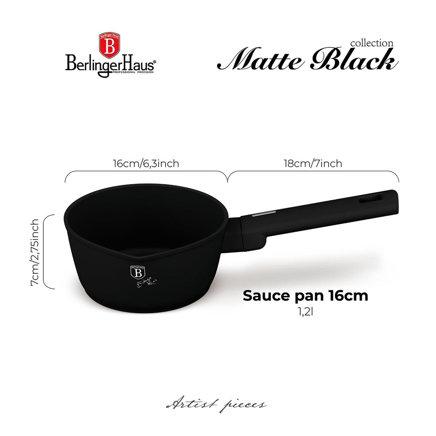 Cacerola Berlingerhaus negro mate 16cm