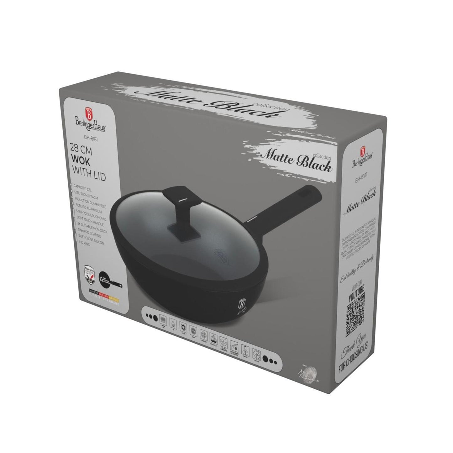 Sartén wok Berlingerhaus con tapa 28cm