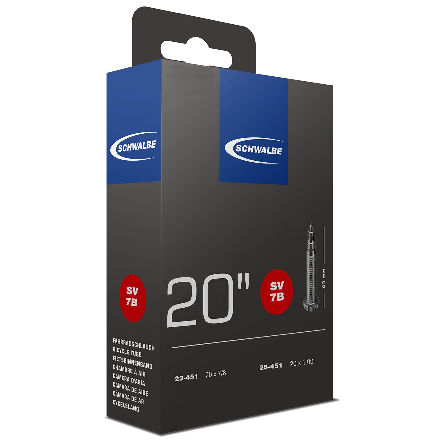 Schwalbe Inner Tube FV SV7B 20 estrecho 23 25-451 (luz adicional)