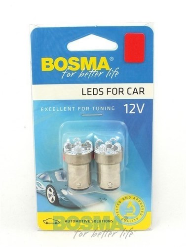 Bosma Card Una lampada da 2 a 5 LED 12V Bay15D rosso