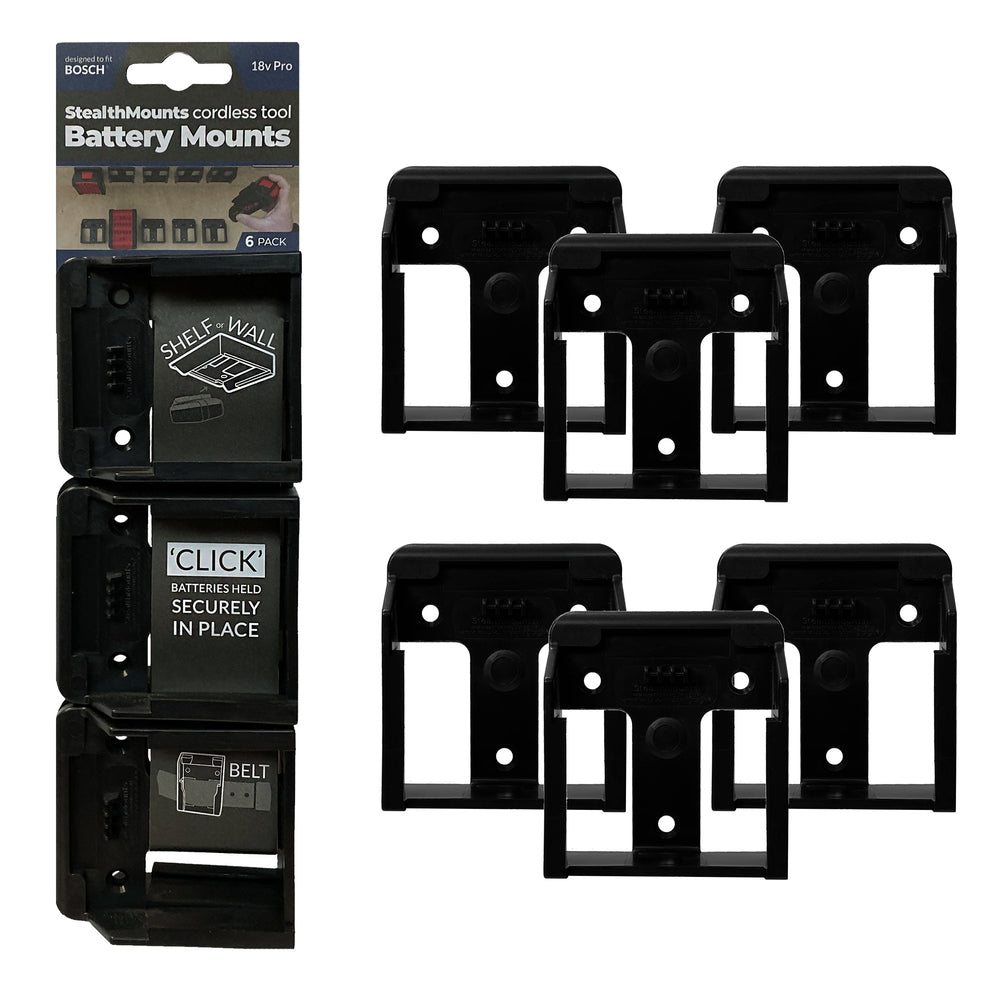 Stealthmounts batterijhouders voor bosch 18v | zwart | 6 stuks - bm-bo18-6