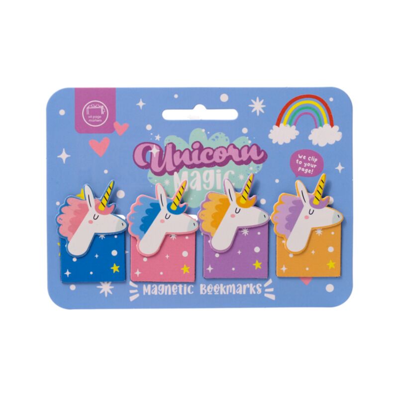 Set di segnali di segnalibri magnetici a forma di unicorno