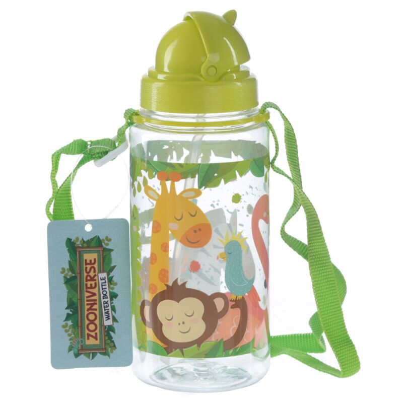 Zoológico Sostenible BPA Free 450 ml de botella de agua infantil paja