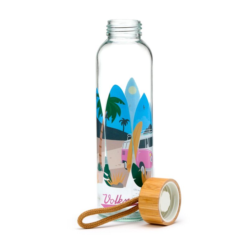 Volkswagen Van VW T1 Waves 500ml Dureble Glass Bottle Bamboo Bumboo