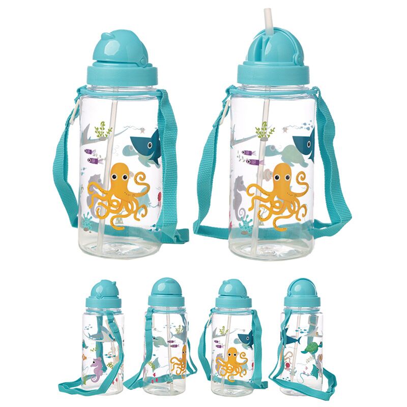 Animales marinos Sostenibles BPA Free 450 ml de paja de botella de agua para niños