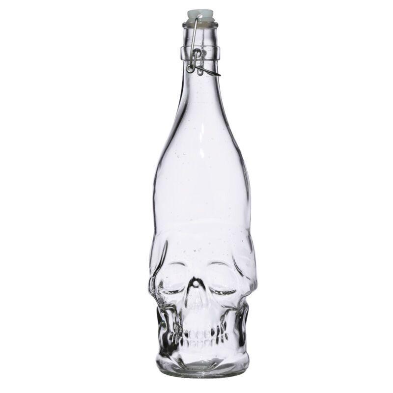 Botella de agua de vidrio duradera en forma de cráneo 1000 ml de bebidas frías