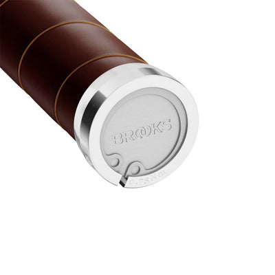 Manopole Brooks in pelle sottile (100+100mm) - marrone antico