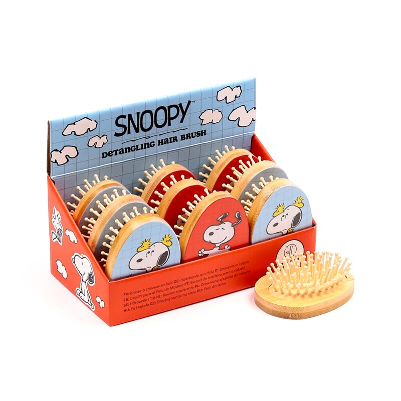 Spazzola per capelli in bambù Peanuts Snoopy Woodstock