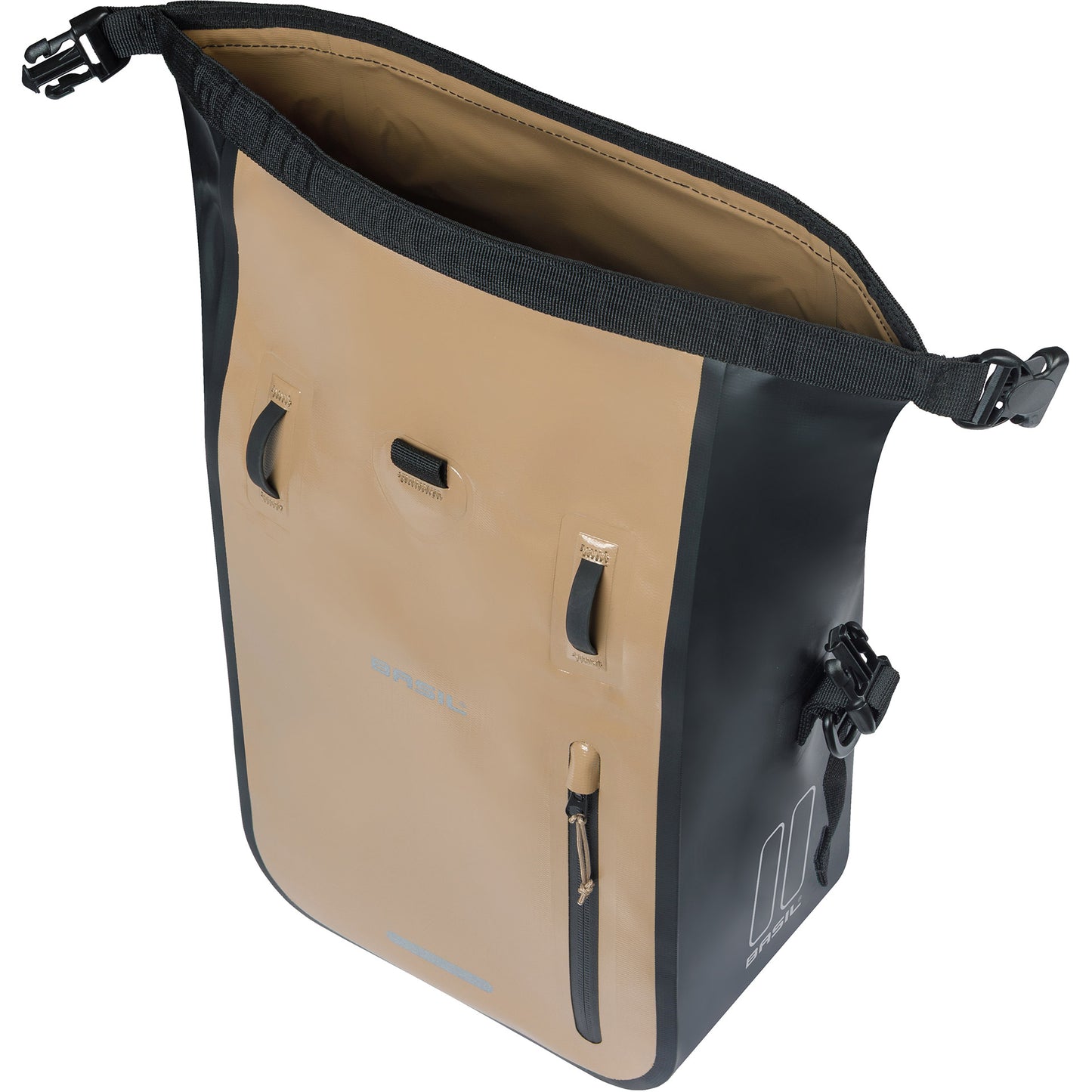Basil borsa singola da bicicletta rivo m telone mik 12-15l 14 x 25 x 38 cm - nero sabbia