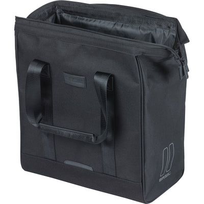 Borsa Basil grande shopper per biciclette nera | ganci mik | 23 l