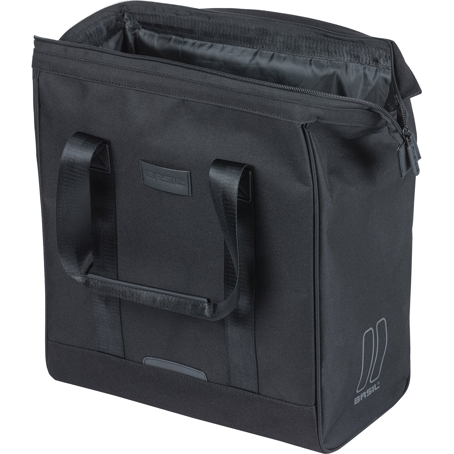Borsa Basil grande shopper per biciclette nera | ganci mik | 23 l
