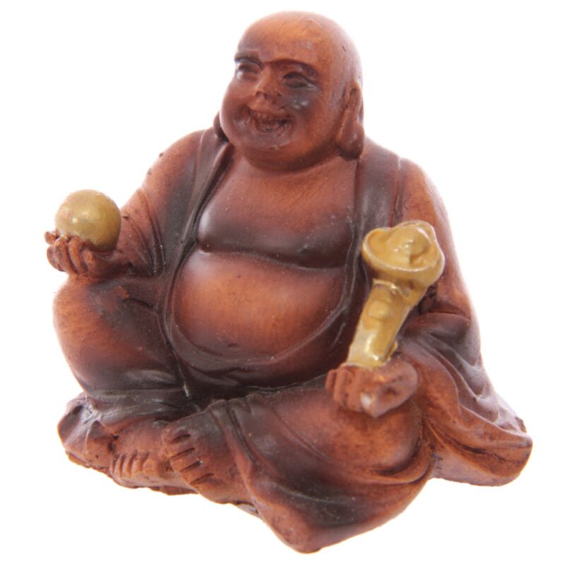 Mini effetto in legno cinese Buddha sorridente