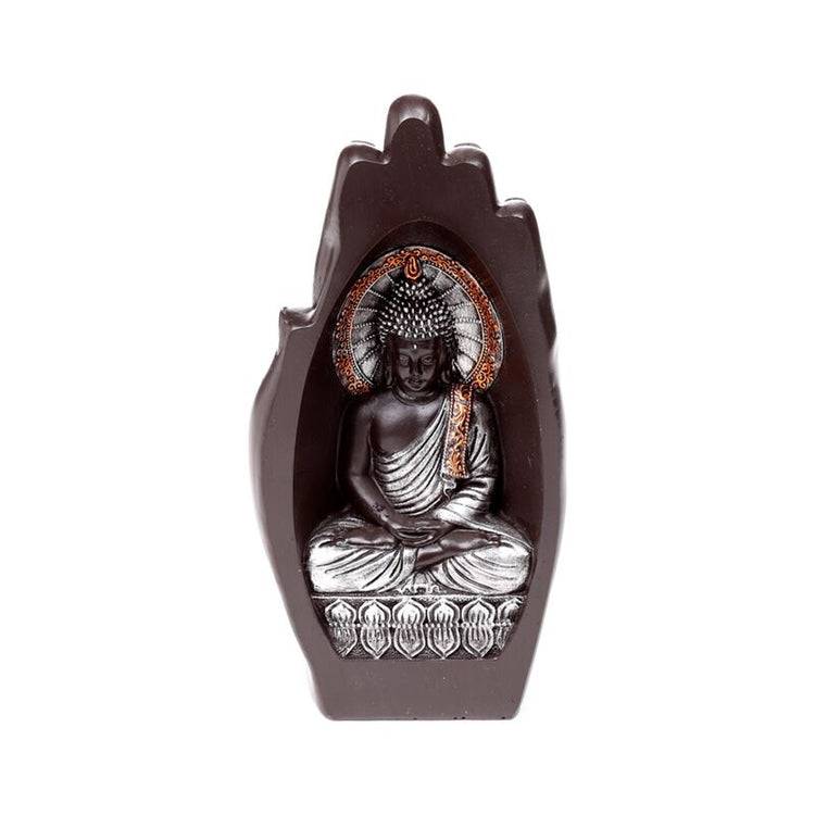 Silver colored black hand-shaped lotus