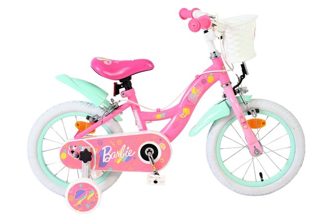 Bicicleta infantil Barbie - niña - 14 pulgadas - rosa - dos frenos de mano