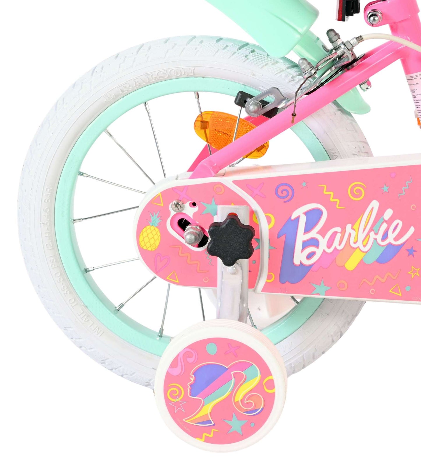 Bicicleta infantil Barbie - niña - 14 pulgadas - rosa - dos frenos de mano