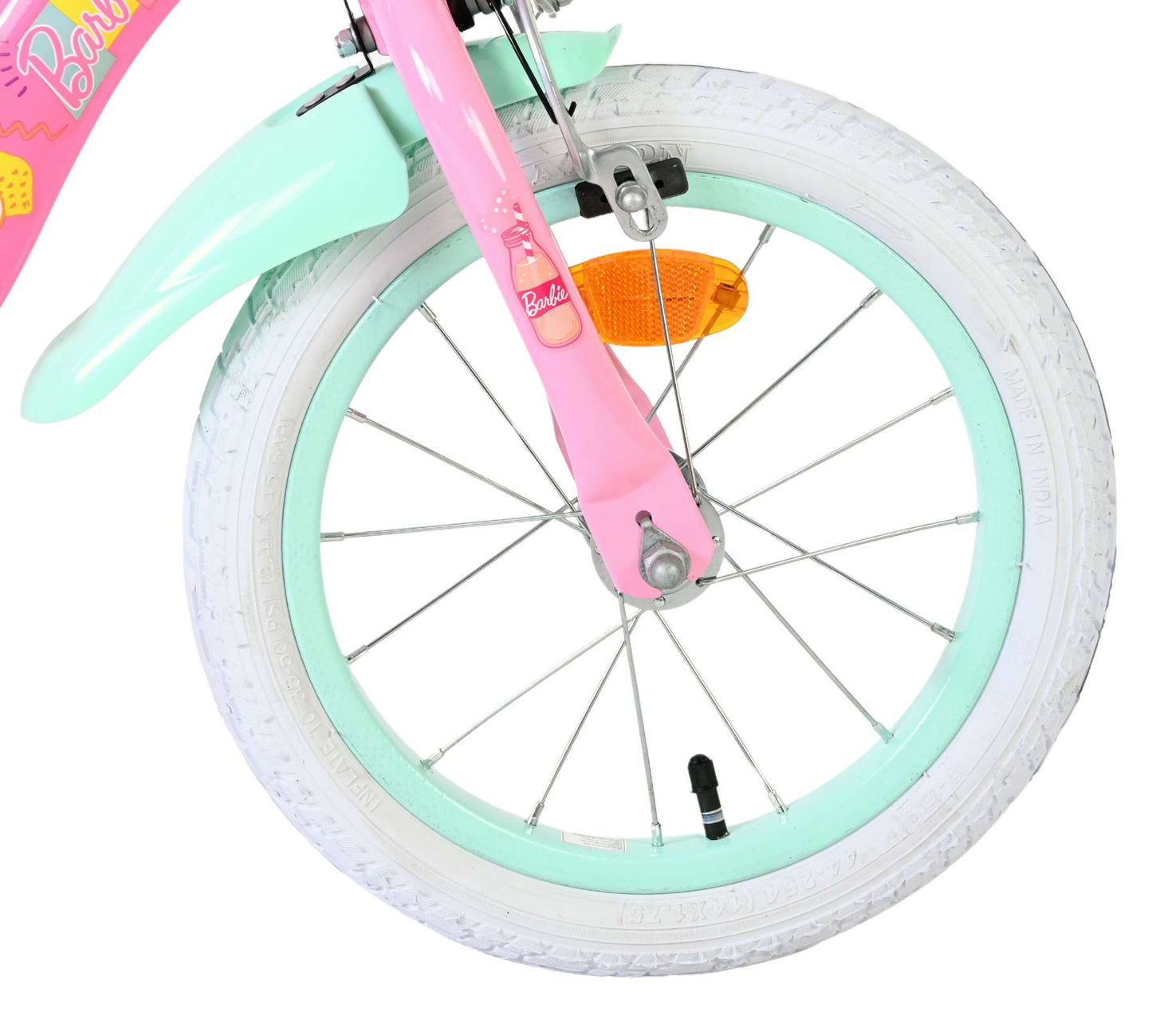 Bicicleta infantil Barbie - niña - 14 pulgadas - rosa - dos frenos de mano