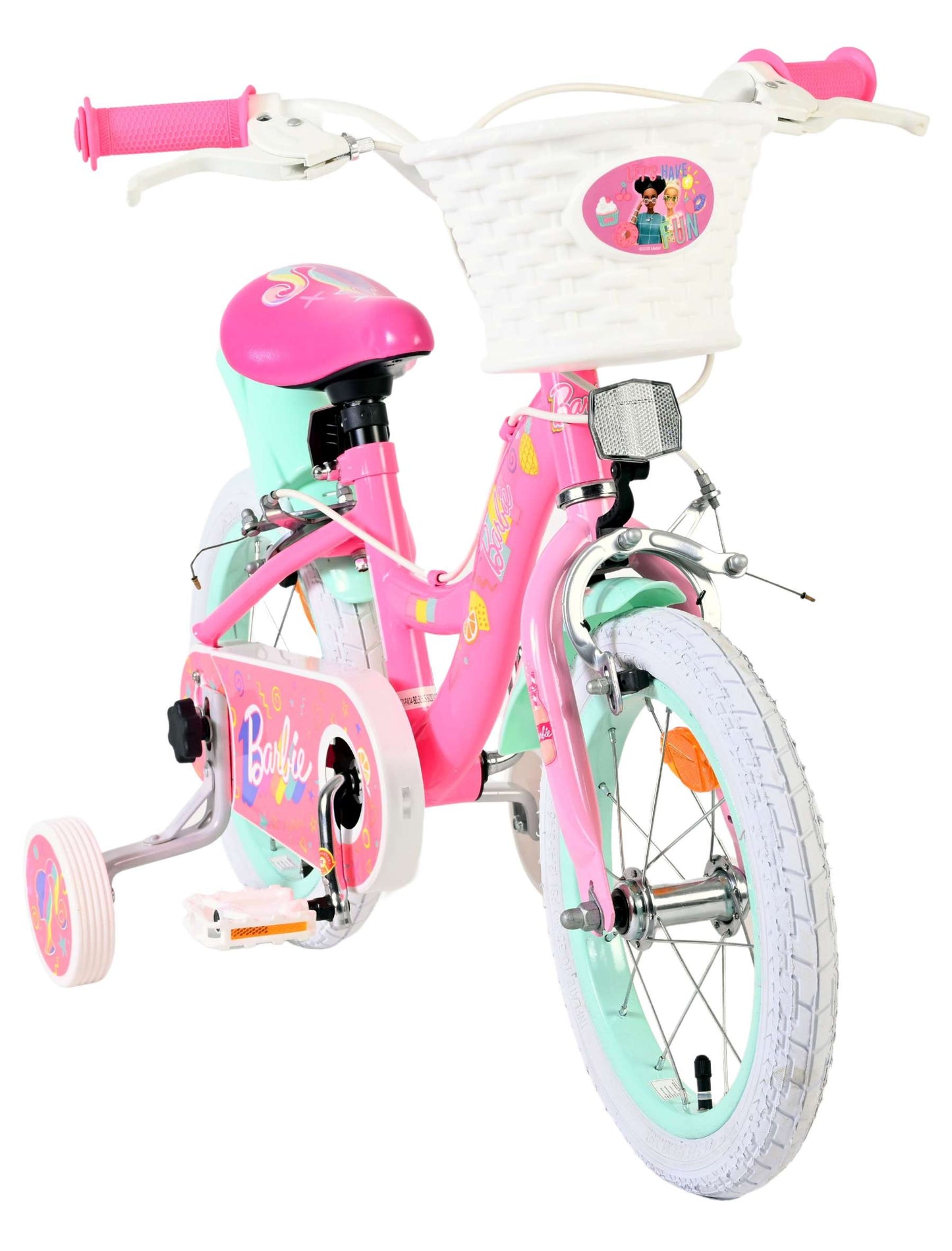 Bicicleta infantil Barbie - niña - 14 pulgadas - rosa - dos frenos de mano