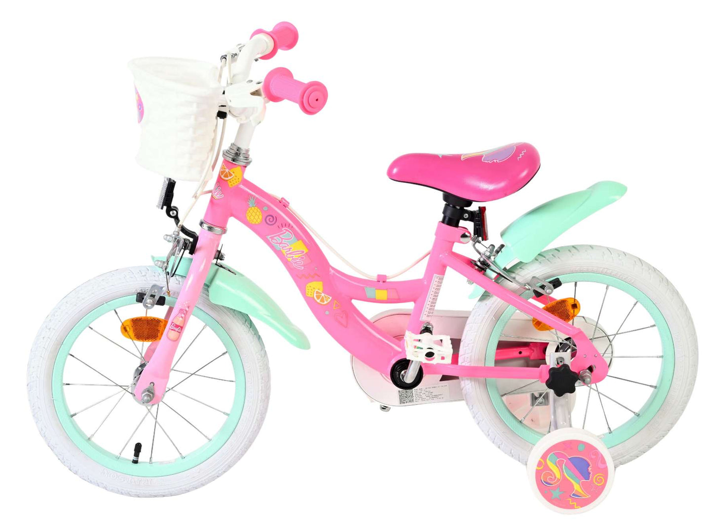 Bicicleta infantil Barbie - niña - 14 pulgadas - rosa - dos frenos de mano