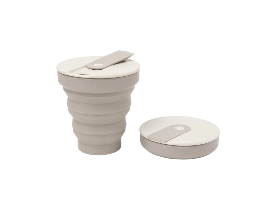 Copa de viaje de silicona plegable de bewise gris claro 235 ml