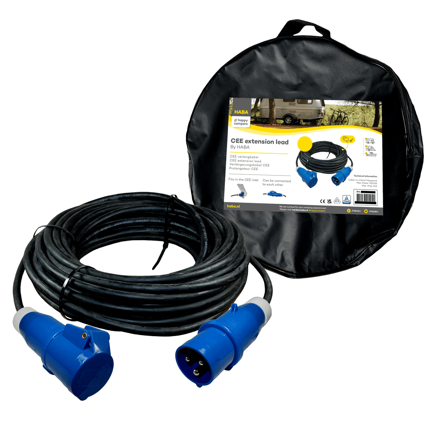 Ngk verleabel 25 metri neoprene 3x 2,5mm² - spina e presa cee - in borsa