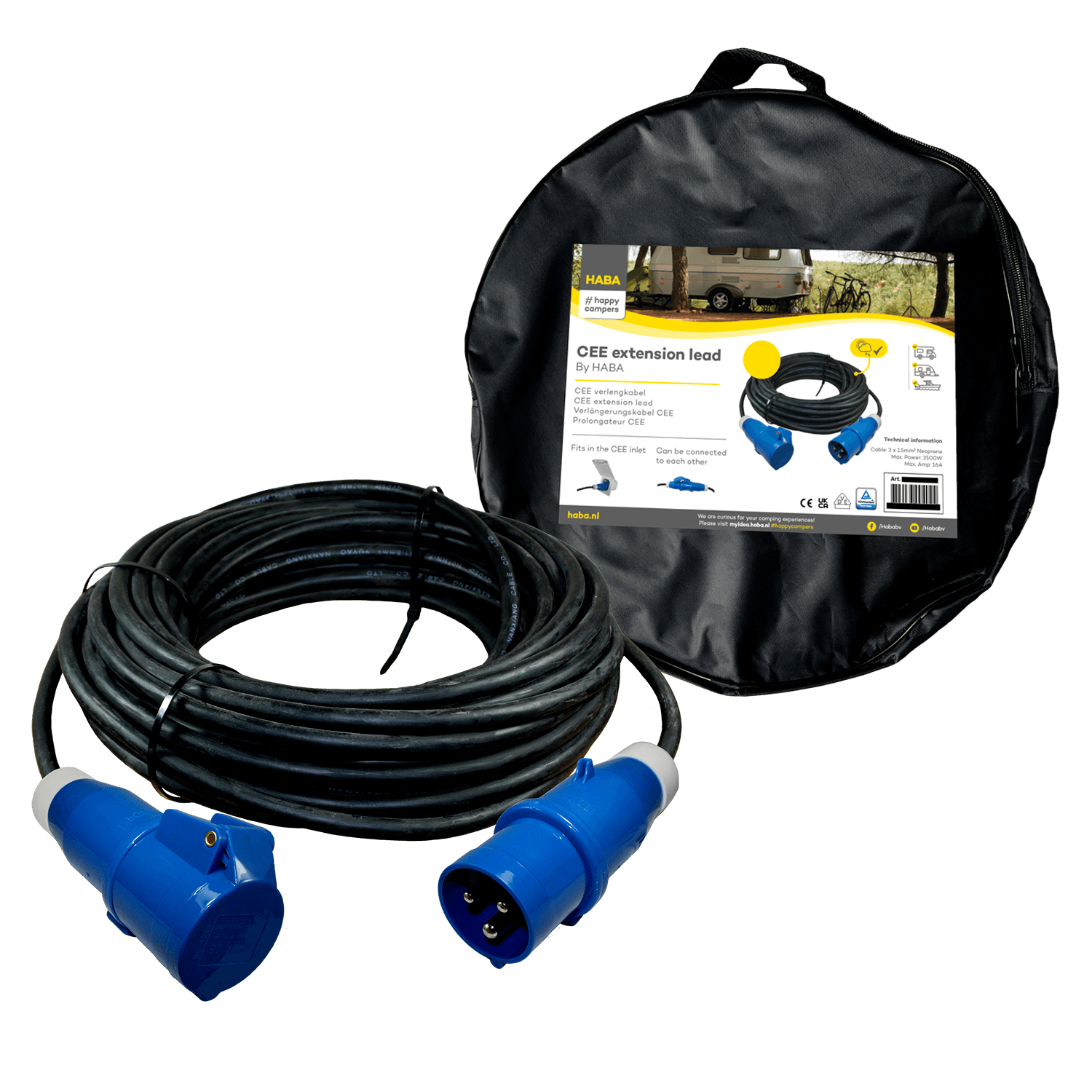 Ngk verleabel 25 metri neoprene 3x 2,5mm² - spina e presa cee - in borsa