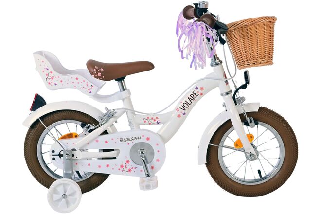 Volare blossom kinderfiets - meisjes - 12 inch - wit - twee handremmen