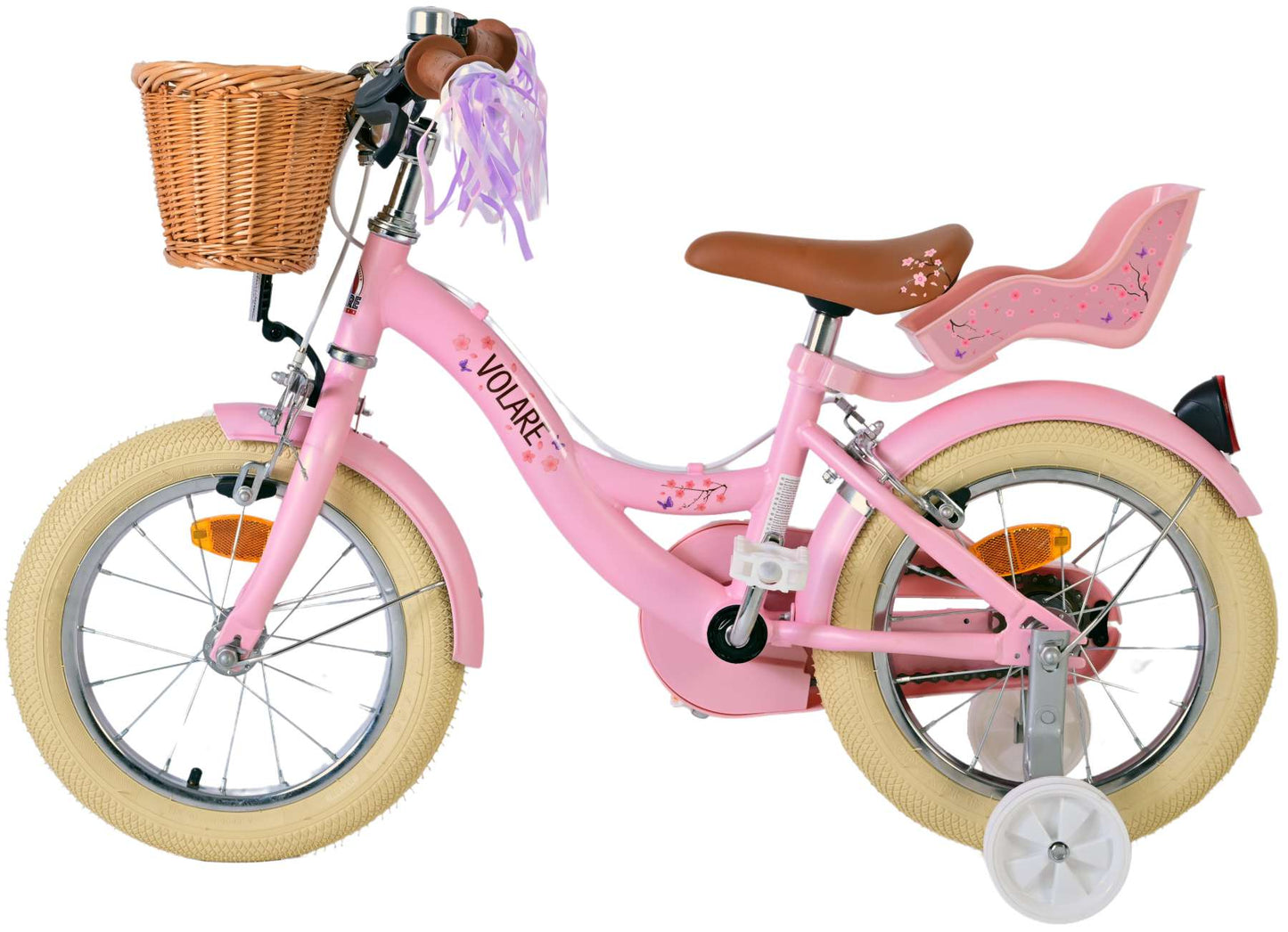 Chicas de bicicleta para niños de Vinare Blossom 14 pulgadas rosa dos frenos de mano