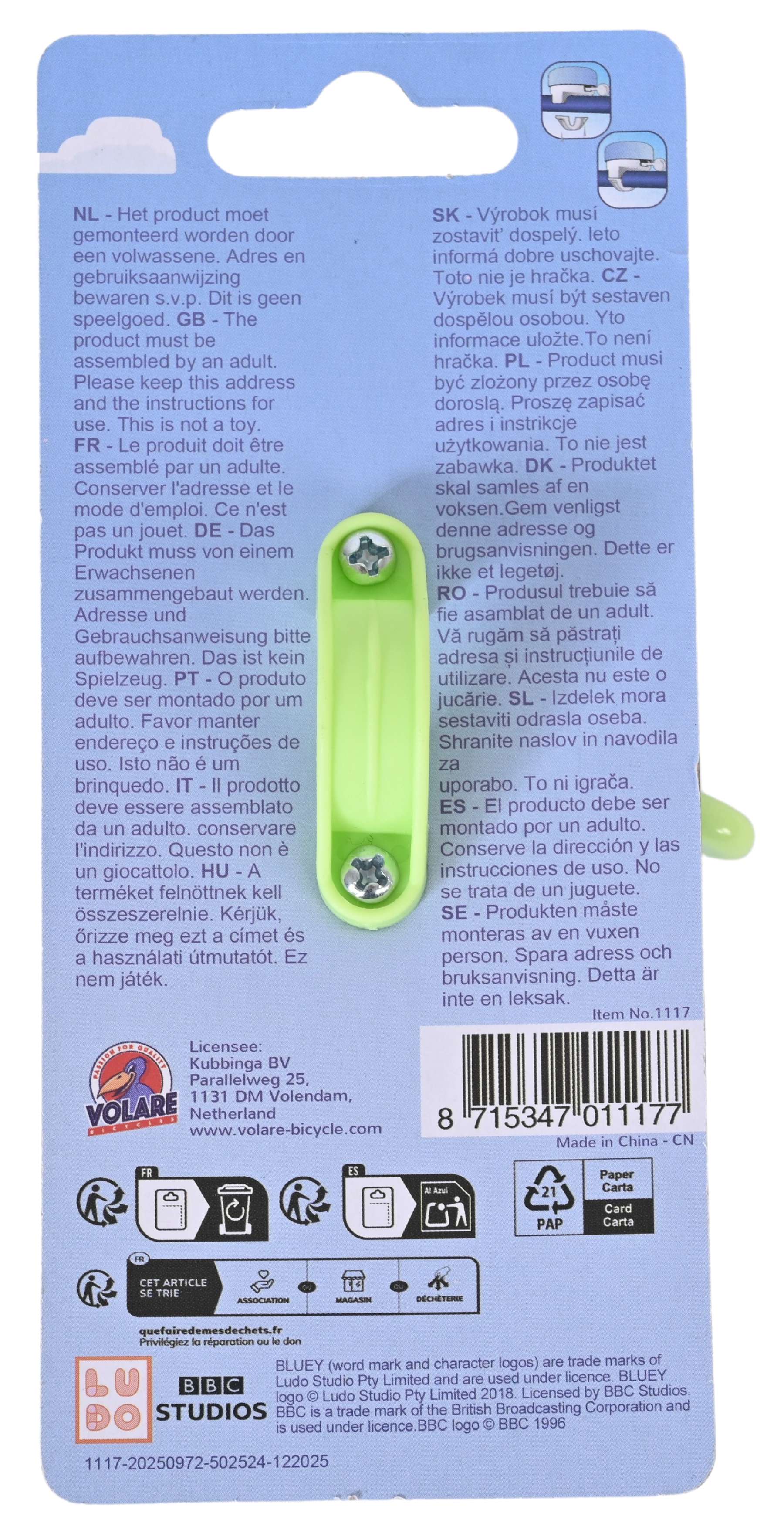 Timbre de bicicleta Bluey - niños - azul