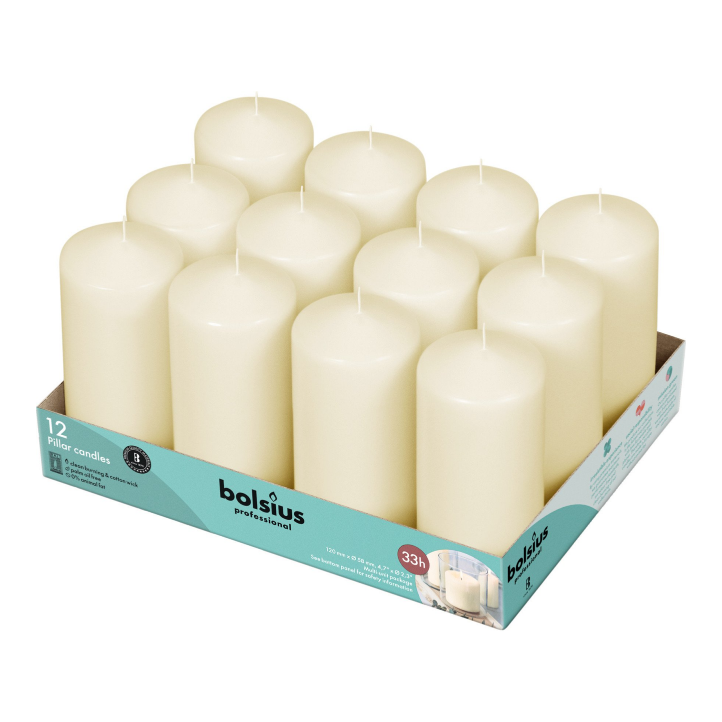 Bolsius professional stompkaars 13 7 ivoor (12 stuks)