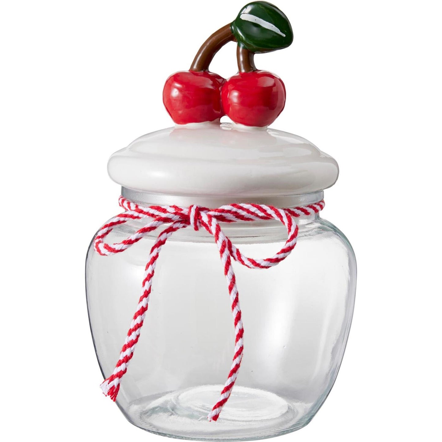 Home styling voorraadpot glas 1,2l kers strik