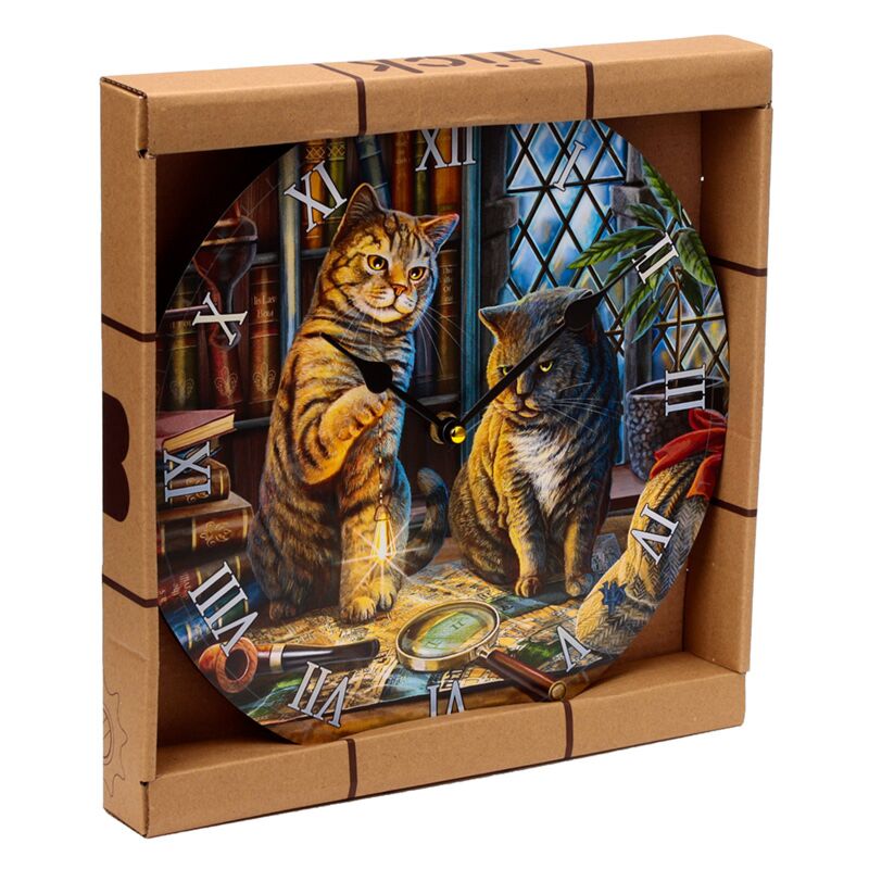 Lisa Parker Purrlock Holmes Cat Stamped Clock