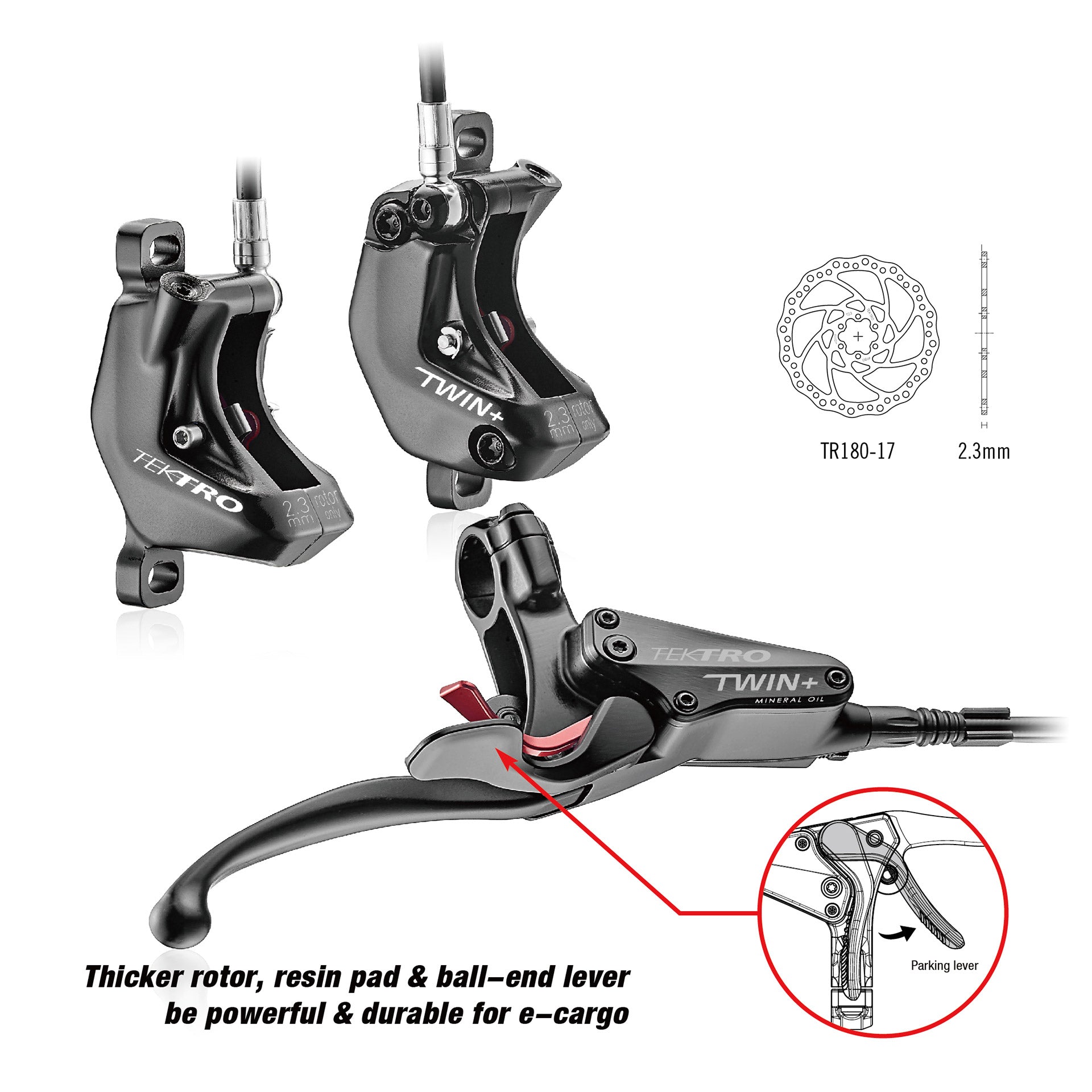 Tektro HD-E745 E-cargo Aigura Left hydraulic brake set with splitter