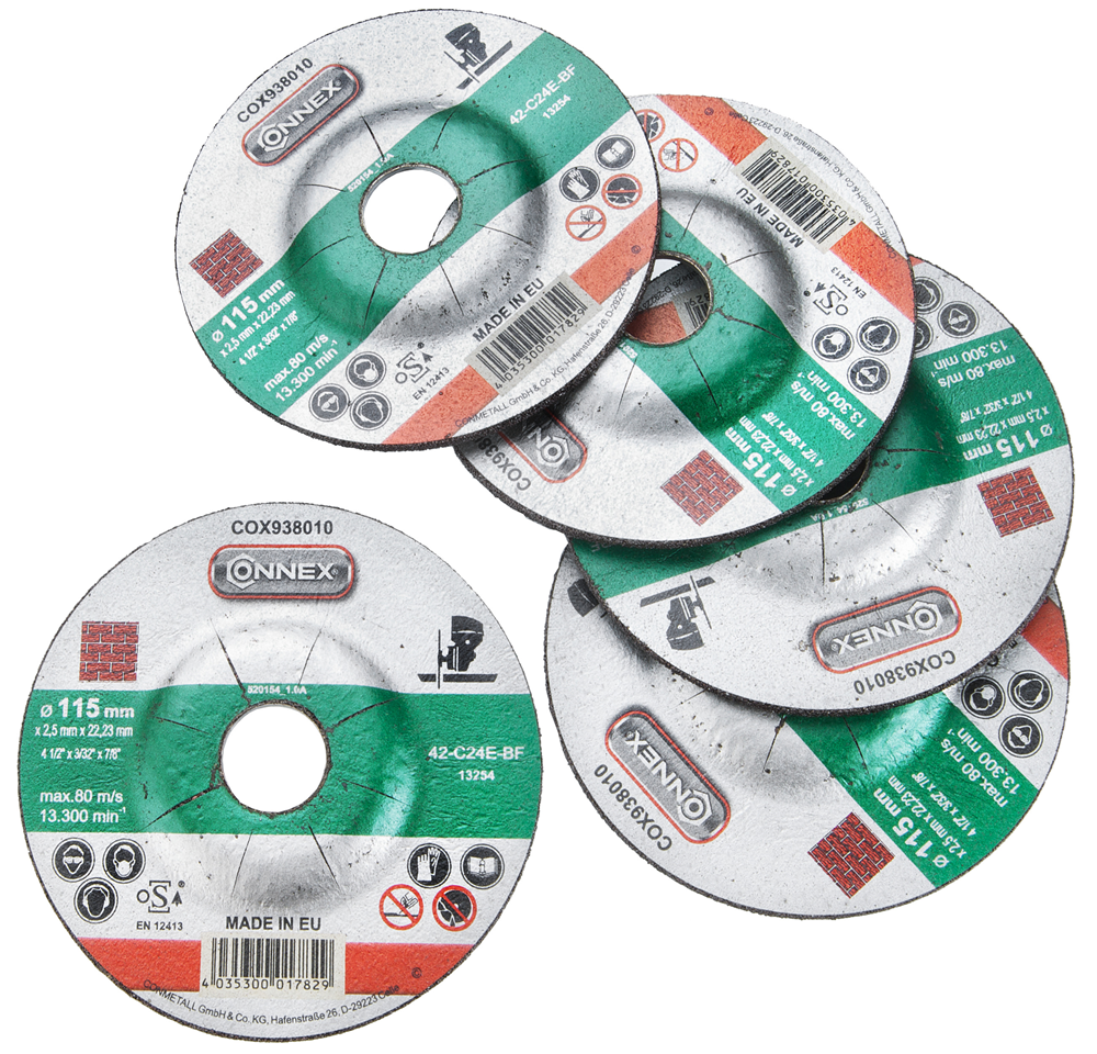 Connex set 5x slijpschijf steen 115mm - cox938015