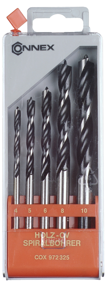 Set di punte per legno Connex 4-10mm 5 pezzi rosso - cox972325