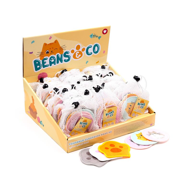 Set di 6 dischetti di cotone riutilizzabili Beans Co Cats