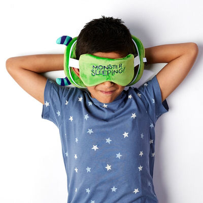 RelleAzzz Pluche Monstarz Monster alrededor de la máscara de sueño de almohada de viaje - Verde