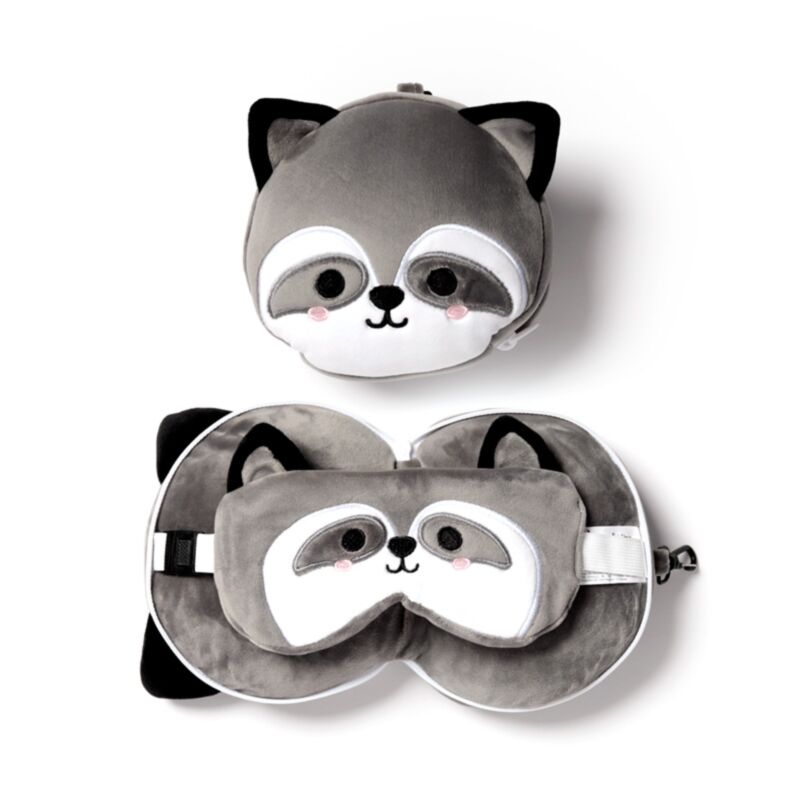 Relaxeazzz Pluche Raccoon attorno alla maschera per dormire cuscini da viaggio