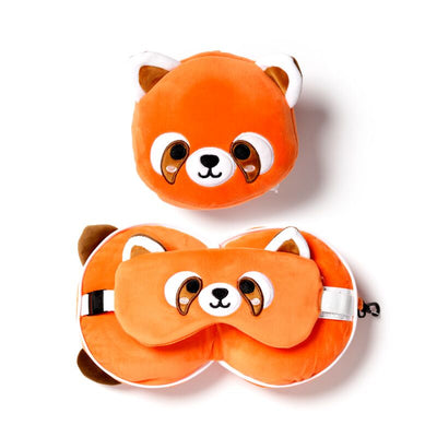 RelleAzzz Plush Panda rojo alrededor de la almohada de viaje Masilla para dormir