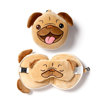 RelleAzzz Pug alrededor de la máscara para dormir del cojín de viaje de lujo