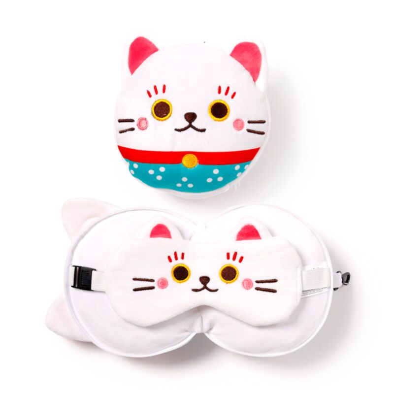 Ty relaxeazzz maneki neko gelukskat rond reiskussen slaapmasker