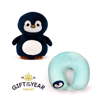 Swapseazzz Adoramals Pinguin 2-In-1 Plush Travel Almohada