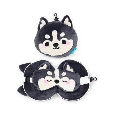 Relaxeazzz Luna, la maschera per dormire con cuscino da viaggio per animali di montagna husky